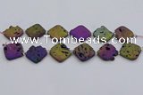 CDQ665 8 inches 25*25mm diamond druzy quartz beads wholesale
