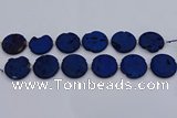 CDQ681 8 inches 30mm flat round druzy quartz beads wholesale