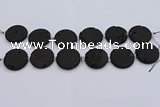 CDQ682 8 inches 30mm flat round druzy quartz beads wholesale