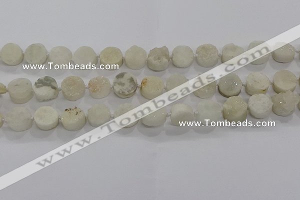 CDQ701 8 inches 12mm coin druzy quartz beads wholesale
