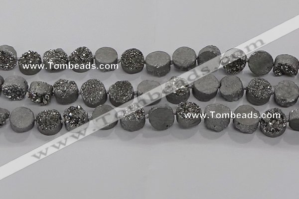 CDQ702 8 inches 12mm coin druzy quartz beads wholesale