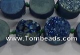 CDQ704 8 inches 12mm coin druzy quartz beads wholesale
