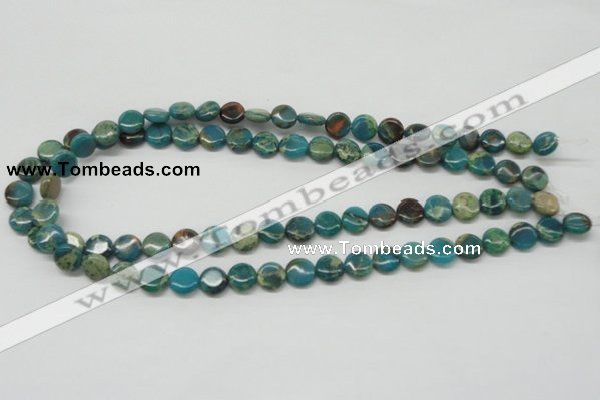 CDS10 16 inches 10mm flat round dyed serpentine jasper beads wholesale