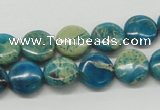 CDS11 16 inches 12mm flat round dyed serpentine jasper beads wholesale