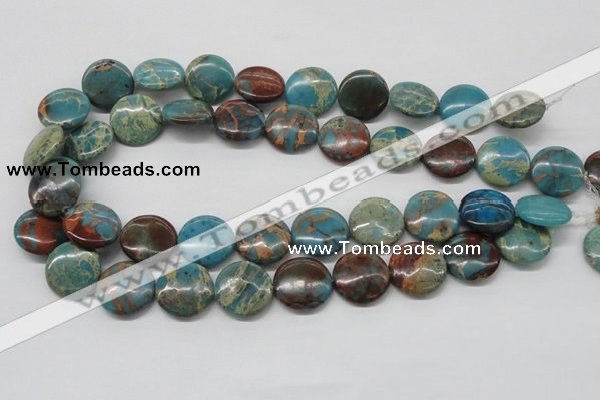 CDS14 16 inches 18mm flat round dyed serpentine jasper beads wholesale