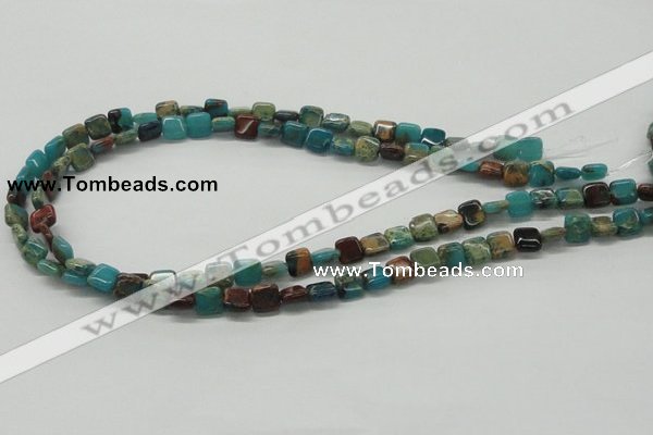 CDS19 16 inches 8*8mm square dyed serpentine jasper beads wholesale