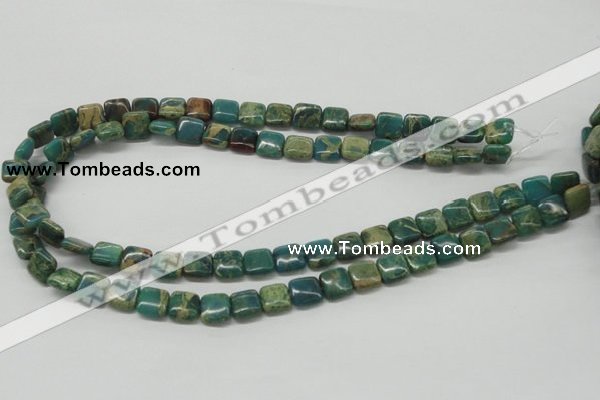 CDS20 16 inches 10*10mm square dyed serpentine jasper beads wholesale