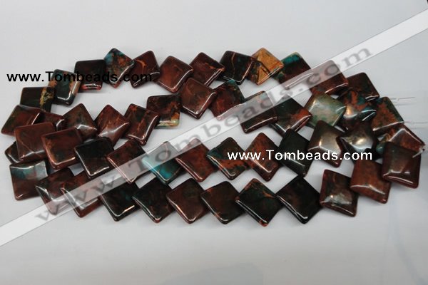 CDS220 15.5 inches 18*18mm diamond dyed serpentine jasper beads