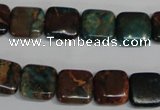 CDS262 15.5 inches 12*12mm square dyed serpentine jasper beads