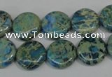 CDS272 15.5 inches 14mm flat round dyed serpentine jasper beads