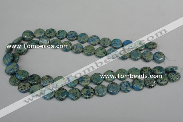 CDS272 15.5 inches 14mm flat round dyed serpentine jasper beads