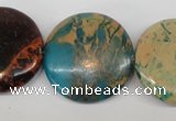 CDS33 15.5 inches 30mm flat round dyed serpentine jasper beads