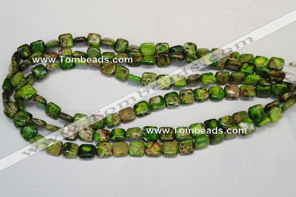 CDT120 15.5 inches 10*10mm square dyed aqua terra jasper beads