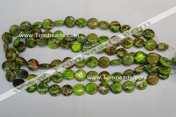 CDT123 15.5 inches 14mm flat round dyed aqua terra jasper beads