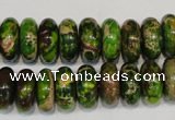 CDT136 15.5 inches 6*14mm rondelle dyed aqua terra jasper beads
