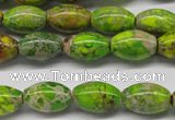 CDT147 15.5 inches 10*15mm rice dyed aqua terra jasper beads