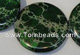 CDT177 15.5 inches 35mm flat round dyed aqua terra jasper beads