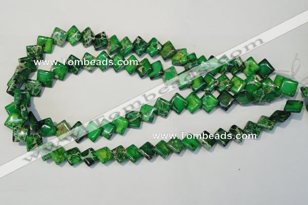CDT204 15.5 inches 10*10mm diamond dyed aqua terra jasper beads