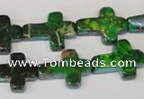 CDT209 15.5 inches 15*20mm cross dyed aqua terra jasper beads