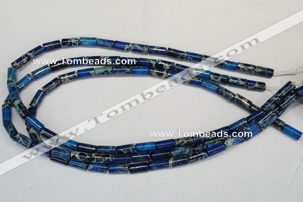 CDT226 15.5 inches 6*12mm tube dyed aqua terra jasper beads