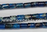 CDT227 15.5 inches 6*8mm tube dyed aqua terra jasper beads