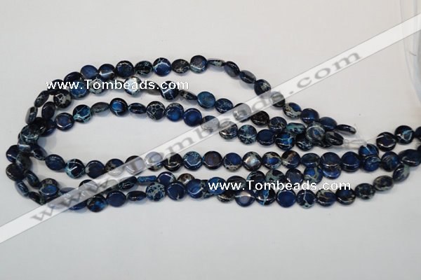 CDT230 15.5 inches 10mm flat round dyed aqua terra jasper beads