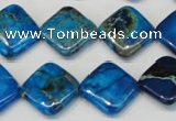 CDT248 15.5 inches 16*16mm diamond dyed aqua terra jasper beads