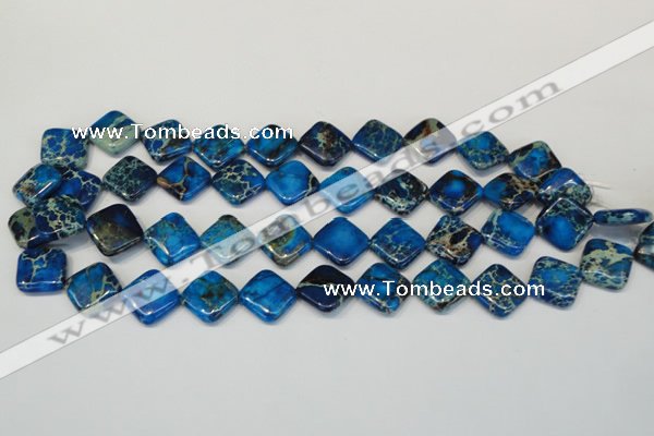 CDT248 15.5 inches 16*16mm diamond dyed aqua terra jasper beads