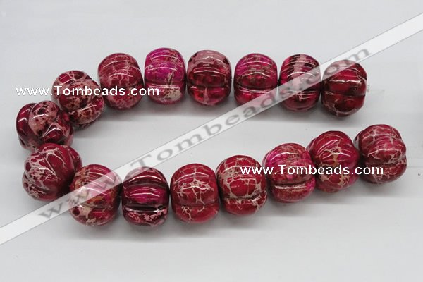 CDT25 15.5 inches 26*35mm pumpkin dyed aqua terra jasper beads