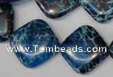 CDT252 15.5 inches 20*20mm diamond dyed aqua terra jasper beads