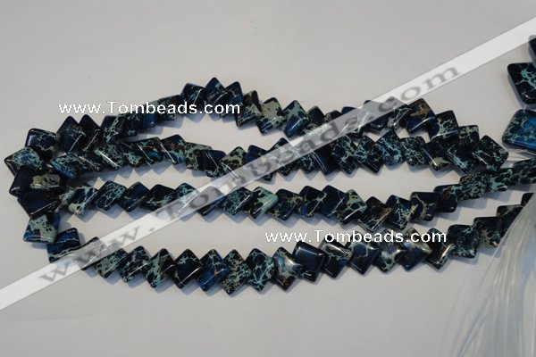 CDT255 15.5 inches 12*12mm diamond dyed aqua terra jasper beads