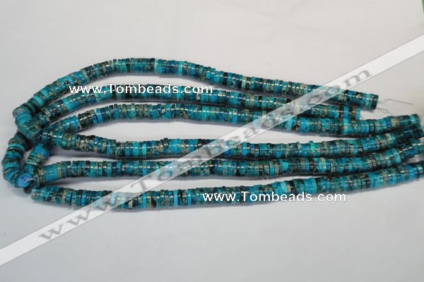 CDT276 15.5 inches 2*8mm heishi dyed aqua terra jasper beads