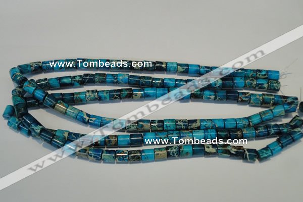 CDT280 15.5 inches 8*8mm tube dyed aqua terra jasper beads