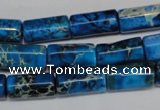 CDT282 15.5 inches 8*17mm tube dyed aqua terra jasper beads