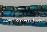 CDT288 15.5 inches 3*6mm rondelle & 6*9mm tube dyed aqua terra jasper beads