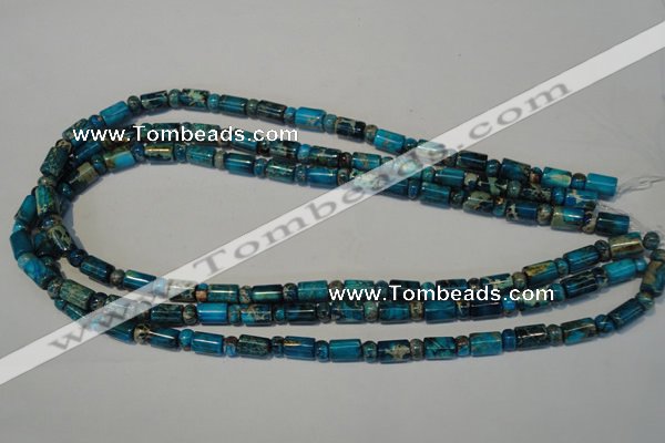 CDT288 15.5 inches 3*6mm rondelle & 6*9mm tube dyed aqua terra jasper beads