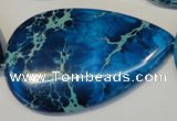 CDT328 15.5 inches 30*50mm flat teardrop dyed aqua terra jasper beads