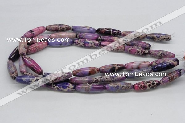 CDT33 15.5 inches 10*30mm rice dyed aqua terra jasper beads