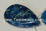 CDT345 Top-drilled 30*50mm flat teardrop dyed aqua terra jasper beads