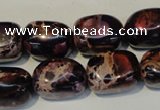 CDT395 15.5 inches 12*16mm nugget dyed aqua terra jasper beads