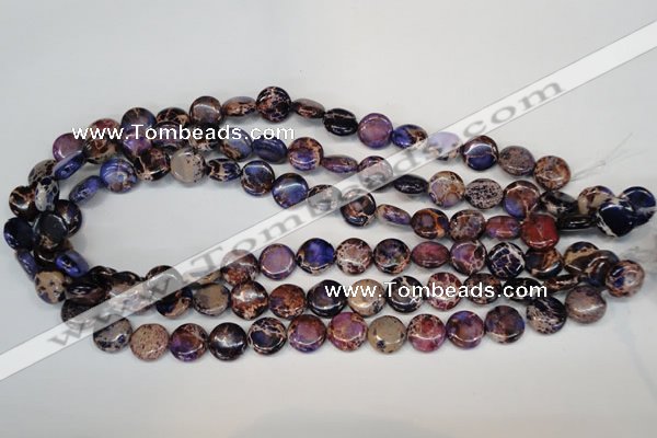 CDT406 15.5 inches 12mm flat round dyed aqua terra jasper beads