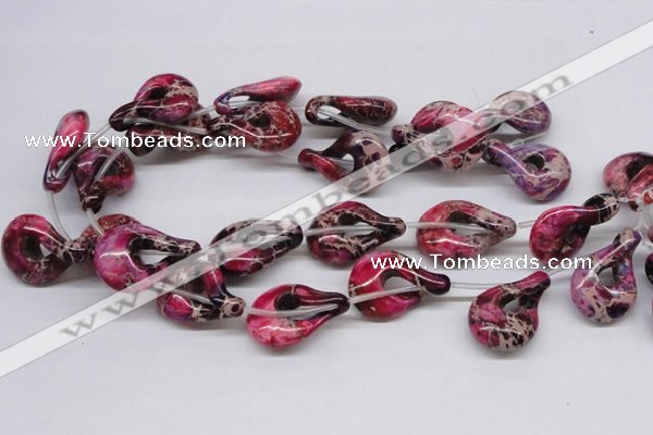 CDT43 15.5 inches 22*35mm petal shaped dyed aqua terra jasper beads