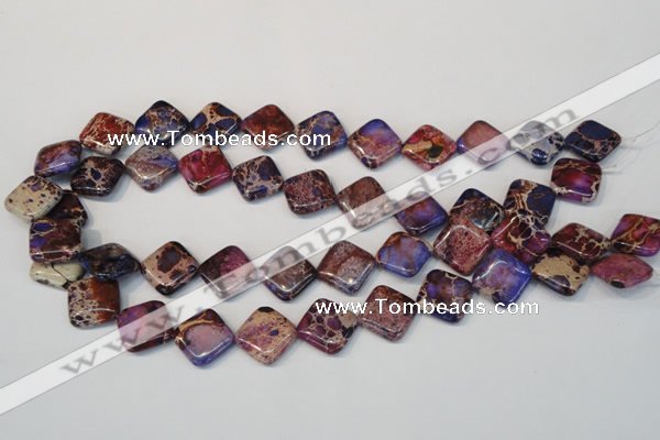 CDT445 15.5 inches 16*16mm diamond dyed aqua terra jasper beads