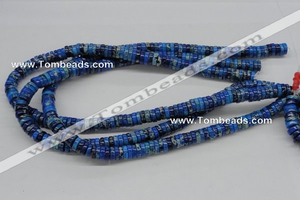 CDT51 15.5 inches 3*10mm coin dyed aqua terra jasper beads