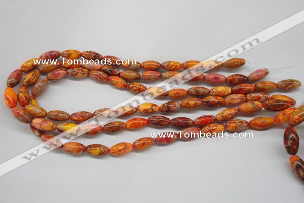 CDT510 15.5 inches 8*16mm rice dyed aqua terra jasper beads