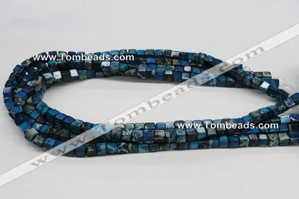 CDT52 15.5 inches 6*6mm cube dyed aqua terra jasper beads wholesale