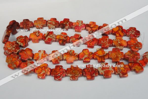 CDT563 15.5 inches 20*20mm cross dyed aqua terra jasper beads
