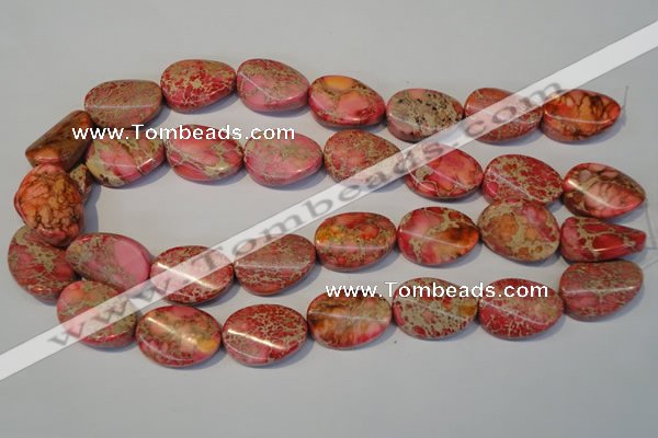 CDT575 15.5 inches 18*25mm twisted oval dyed aqua terra jasper beads