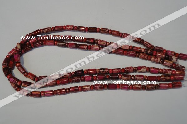 CDT597 15.5 inches 3*6mm rondelle 6*9mm tube dyed aqua terra jasper beads