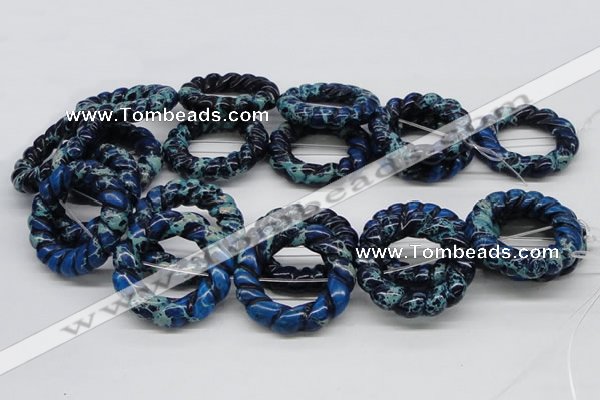 CDT67 15.5 inches 40mm donut shaped dyed aqua terra jasper beads